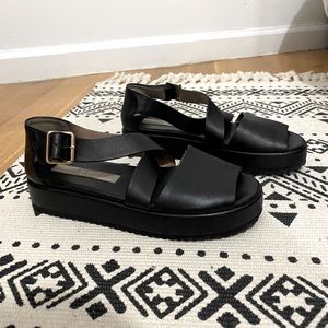 AGL black leather platform sandals Size 38